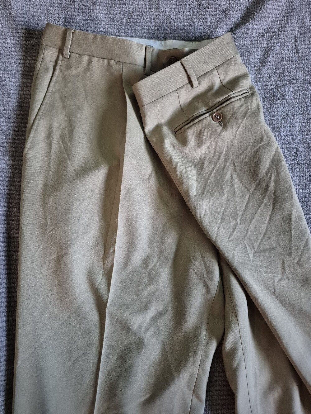 Canali Italian 100% Wool Pleated Front Khaki Dress Pants 40x32 Quiet Luxury - Picture 5 of 8